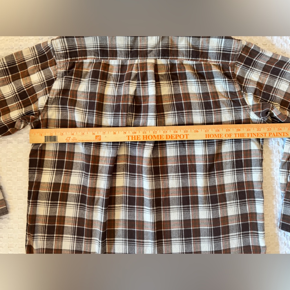 Cabela’s Plaid Flannel Button Down Shirt Brown Cream Cotton Long Sleeve Medium - Picture 6 of 7